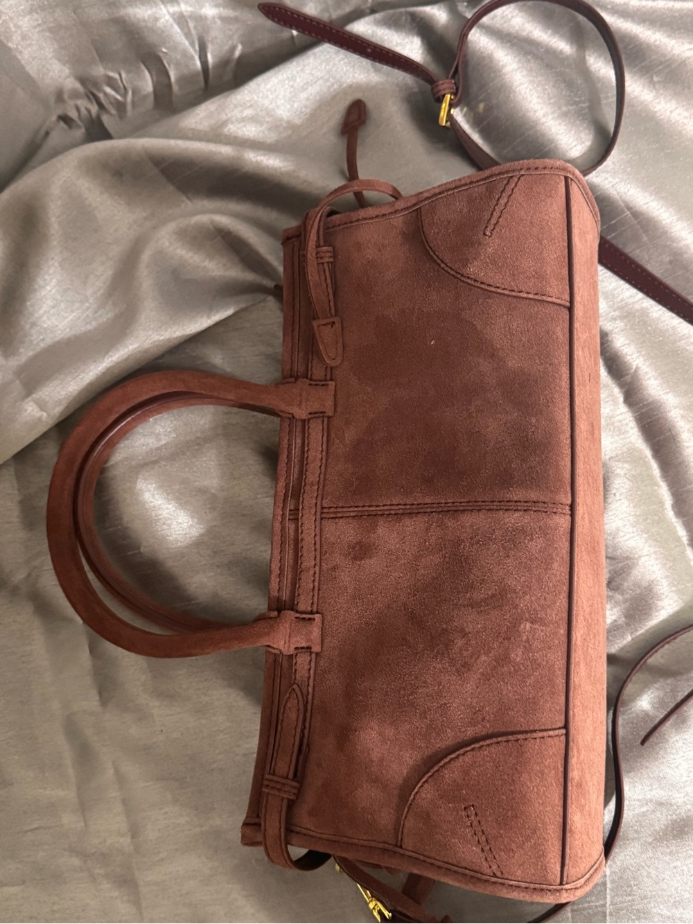 Prada Brown Suede Satchel Bag - Picture 16 of 16